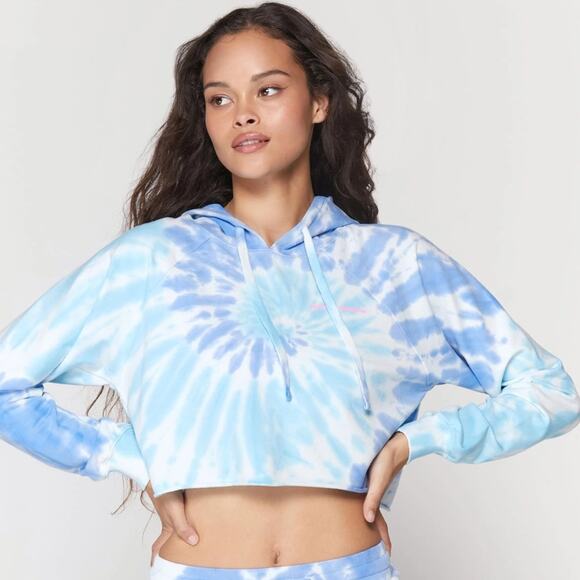 Spiritual Gangster Tops - SPIRITUAL GANGSTER Womens Tie Dye Cropped Long Sleeve Hoodie Top Size Small